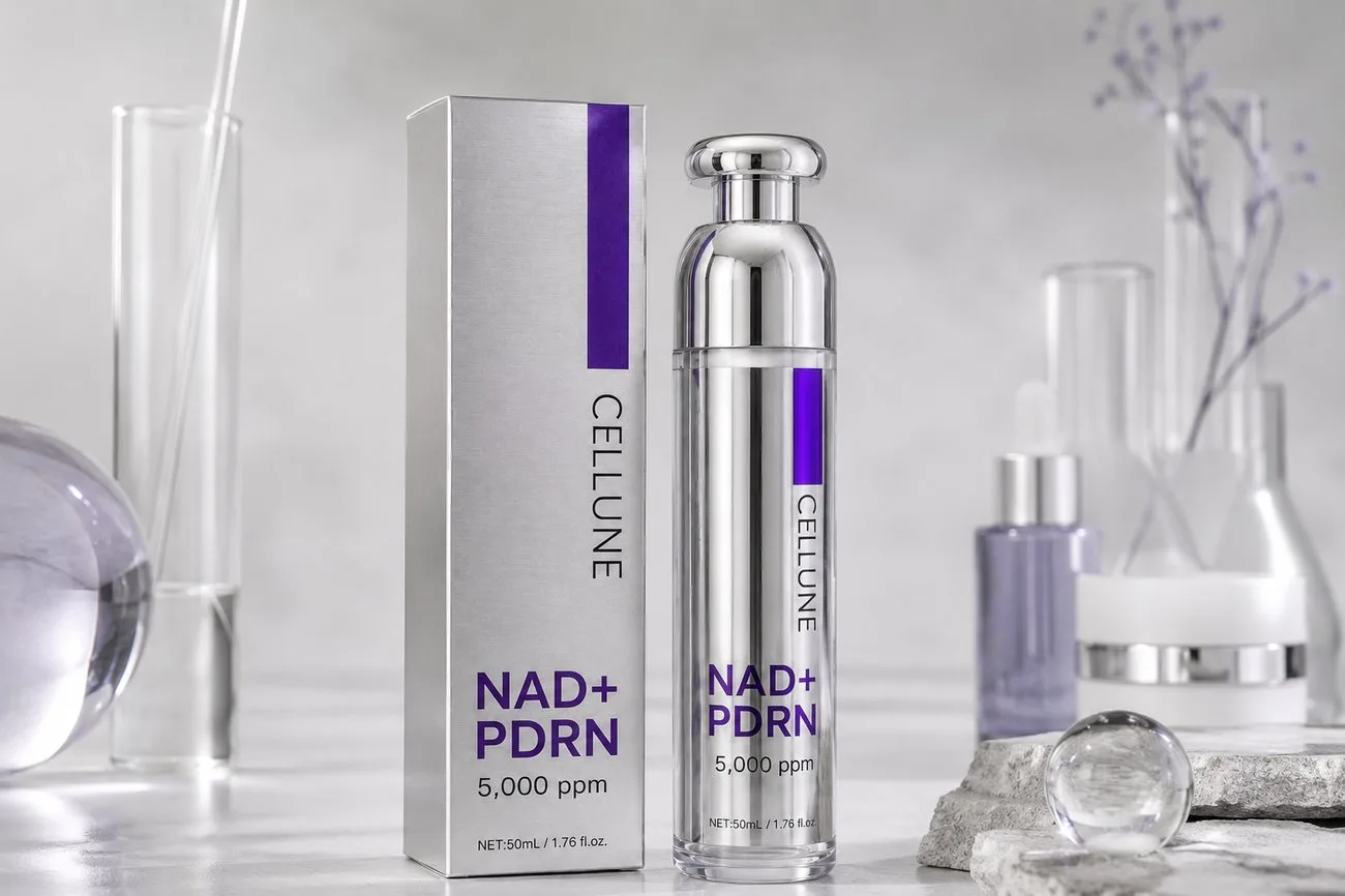 CELLUNE NAD+ PDRN serum bottle and box