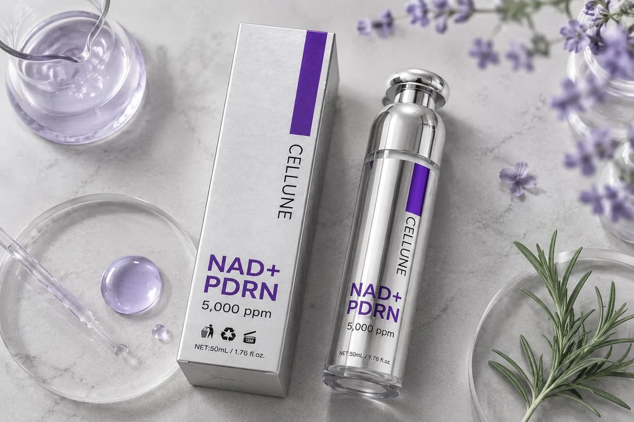 CELLUNE serum and box with botanical ingredients